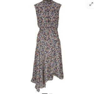 VERONICA BEARD 
Anuli Asymmetric Floral-Print Silk-Chiffon Dress